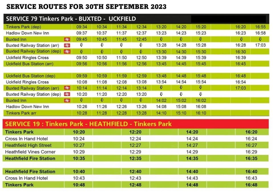 OPEN DAY BUS SERVICE TIMETABLES 2023